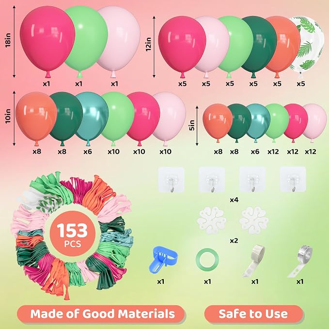 Amandir 153pcs Tropical Balloon Arch Kit Different Sizes | 18 12 10 5 inch Hot - Image 2