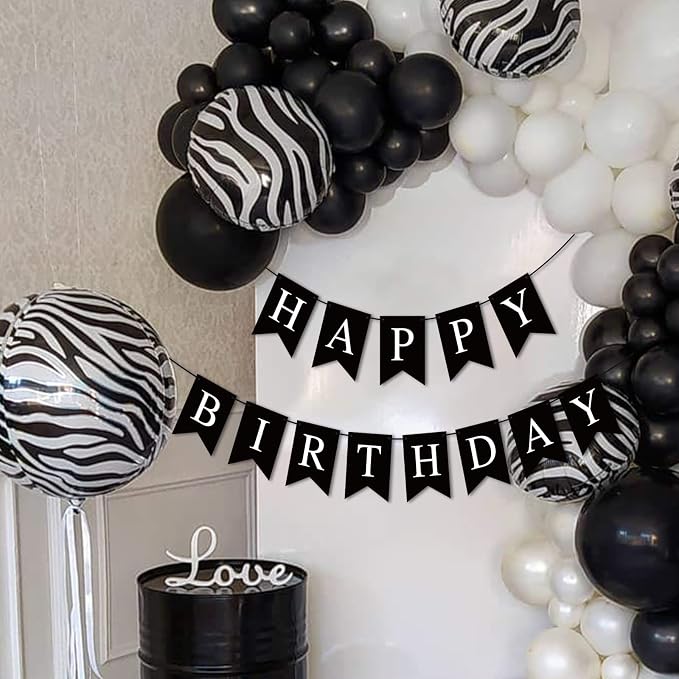Hooqict Black Happy Birthday Banner Sign - Image 6
