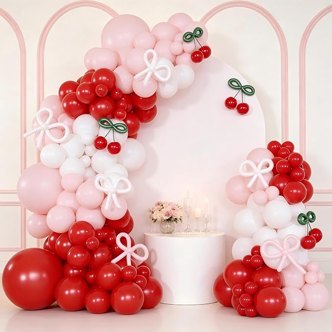 Red Cherry Balloon Garland Arch Kit - Image 5