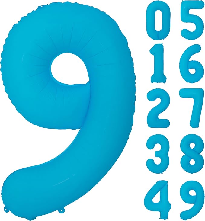 40IN Blue Birthday Number 9 Balloon Glow In The Dark Blue Foil Balloon | by YOIOZAIZAI