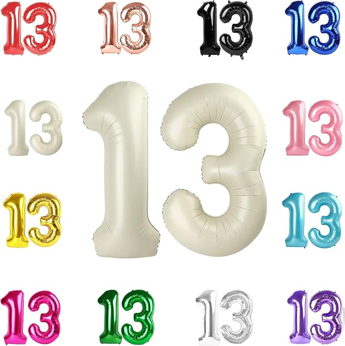 Cream Number 13 Balloon 40 Inch by IWERP