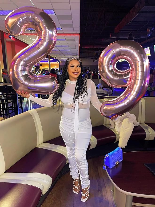 9 Balloon Numbers Birthday Decorations, 40In Rose Gold Balloons - Image 3