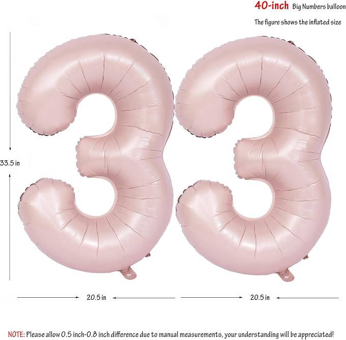 40 In Matte Pink Number Balloons Helium Foil Mylar Balloon Party Digital 33 | - Image 2