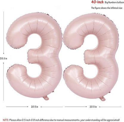 40 In Matte Pink Number Balloons Helium Foil Mylar Balloon Party Digital 33 | - Image 2