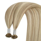 YoungSee U Tip Hair Extensions Blonde Highlight Remy Human Hair Utips Extensions Blonde U Tips Hair Extension Human Hair Highlight Ktip Hair Extension for Women Hot Fusion 20In 1G/S 50G