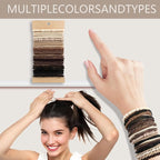 Hair Ties for girls 5 styles Hair Elastics(15 No Damage Hair Ties 50 High Elastic Ties 15 Ponytail Holders 12 Satin Scrunchies 20 Boho hair Bands)Pain-free No Crease multiple colors for all hair types
