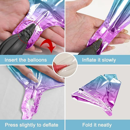 6Pcs Gradient Purple Round Foil Balloons, Metallic Purple Foil Balloon - Image 8