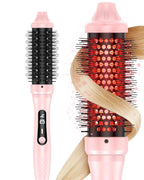 DORISILK Infrared Thermal Hair Brush for Sleek, Shiny Hair，1.5inch Heated Round Volumizer Faster Blowout, 5-Temp，Heated Round Brush for Curling and Straightening，Dual Voltage for Travel Using