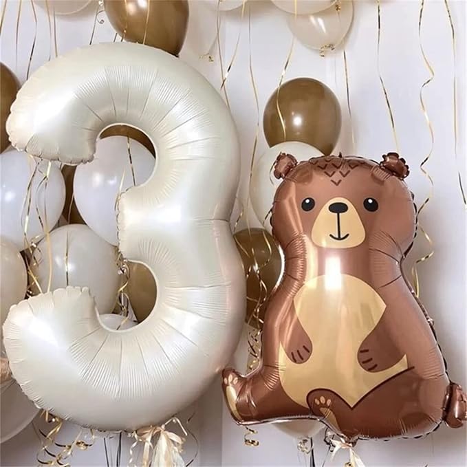 Beige 30 Balloon Numbers, 40 Inch Large Cream Foil Number 3 & 0 Balloons - Image 4