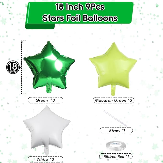 TAOYE Green Star Foil Balloons, 18 Inch Macaron Green Star Foil Balloons Dark - Image 2