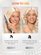 SHEGLAM Hair Straightener 1inch Negative Ion Flat Iron 60s Quick Heating Dual Voltage Sleek Chic Wide Glide