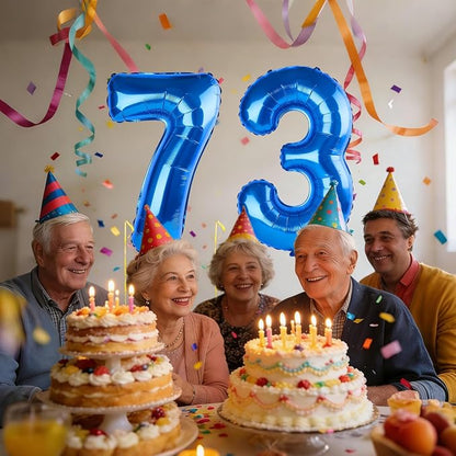 40 Inch Number 73 Balloons for 73rd Birthday Party Decorations, 0-100 Dark Blue - Image 2