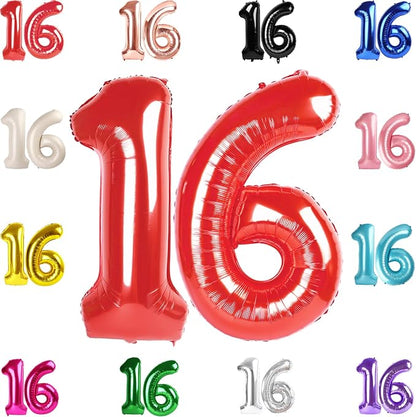 Red Number 16 Balloon 40 Inch by IWERP
