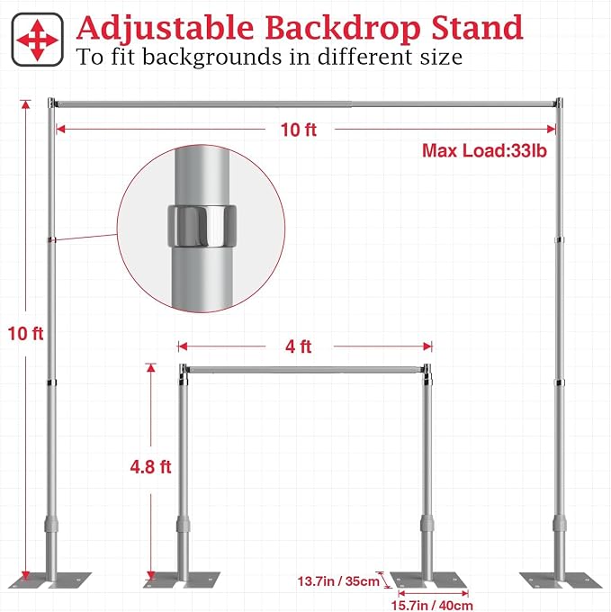 EMART 10x10ft Heavy Duty Backdrop Stand Frame - Image 4