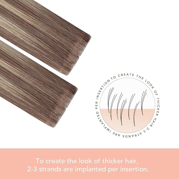 Sindra Invisible Tape in Human Hair Extensions Ash Brown to Platinum Blonde Injected Tape-ins Straight Seamless Invisible Extensions Straight 18 Inch 50g 20pcs