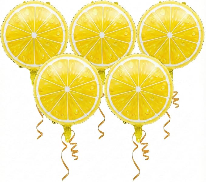 6 Pcs 18" Lemon Foil Balloons, Sliced Lemonade Supplies, Main Squeeze Bridal by KozeeBalloons%E2%80%94%E2%80%94ColorMatters