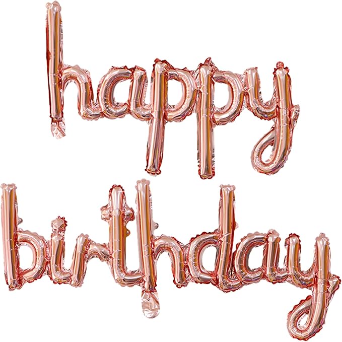 Rose Gold Happy Birthday Balloons Banner 16 Inch Mylar Foil | Happy Birthday by Unknown
