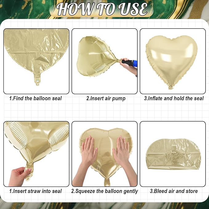 Green Gold Brown Heart Balloons - Image 8