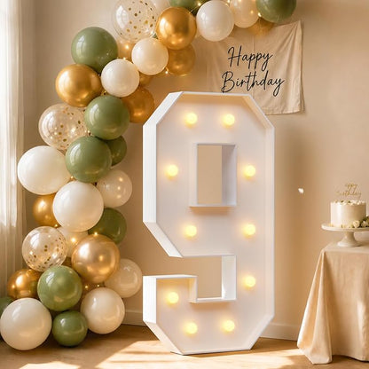 4FT Light Up Marquee Number 9 Warm White Light | Party Decor by Letsmakeitimpressive