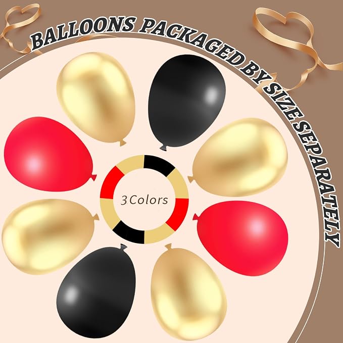 412Pcs Red Black Gold Balloons Arch kit, 18 12 10 5 Inch Different Size Latex - Image 4