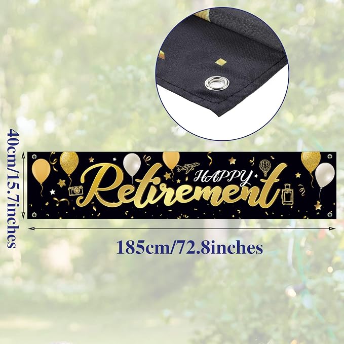 Blulu Retirement Decoration Banner 72.8 x 15.7 Inch Large Fabric Yard Sign - Image 2