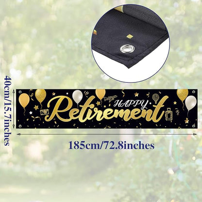 Blulu Retirement Decoration Banner 72.8 x 15.7 Inch Large Fabric Yard Sign - Image 2