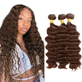 Color 4 Bundles Human Hair Chocolate Brown Deep Wave Bundles 16 18 20 Inch Niegmeag Peruvian Virgin Remy Hair Extensions Double Weft Hair Weave