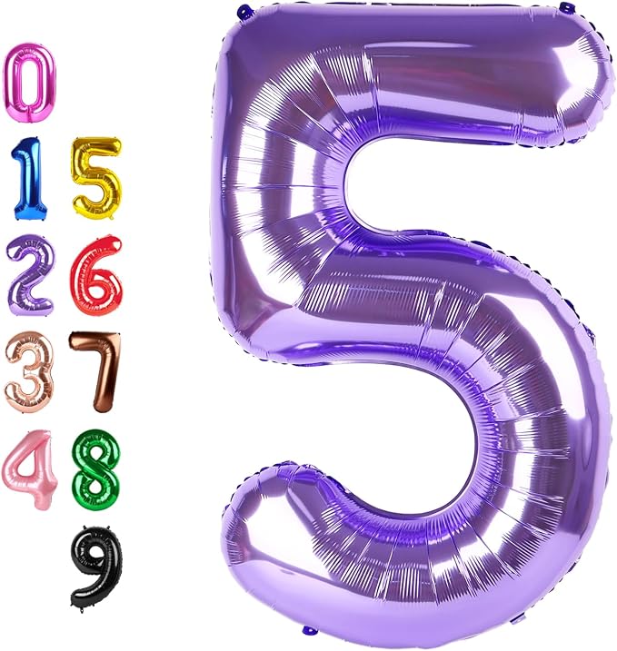 Number Balloons 5 Balloon Purple by Enyeopd