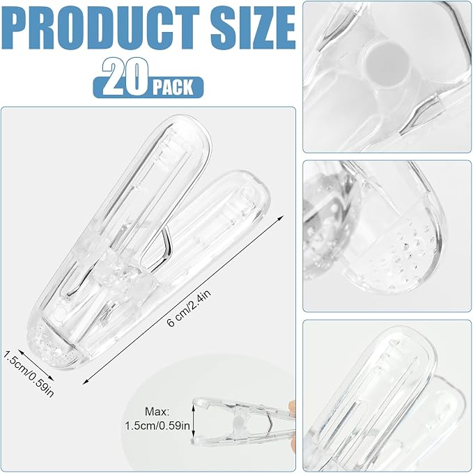 20 Pack Clear Balloon Arch Clips, 2.4 Inch Plastic Backdrop Spring Clamps - Image 2
