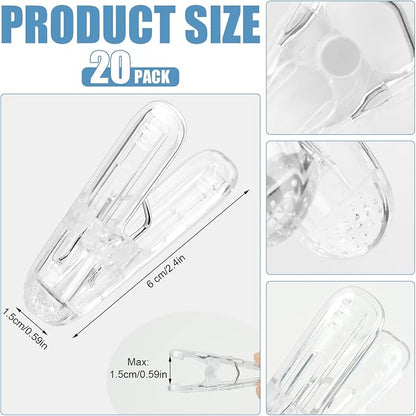 20 Pack Clear Balloon Arch Clips, 2.4 Inch Plastic Backdrop Spring Clamps - Image 2