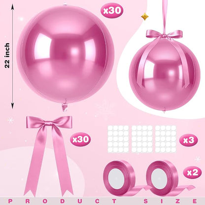 Jenaai 30 Set Round Foil Balloons Bulk 22 Inch 4d Metallic Giant Balloons Set - Image 2