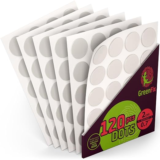 GreenFix Double Sided Sticky Dots 120PCs, Removable | Adhesive Picture Hangers by GreenFix
