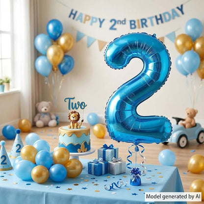 Light Blue Number 2 Balloon 40 Inch, Foil Numeral - Image 7