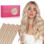 WENNALIFE Tape in Hair Extensions Human Hair, 20pcs 30g 10 inch Balayage Light Wheat Platinum Blonde Remy Hair Extensions Straight Human Hair Tape in Extensions Skin Weft Tape Extensions Human Hair