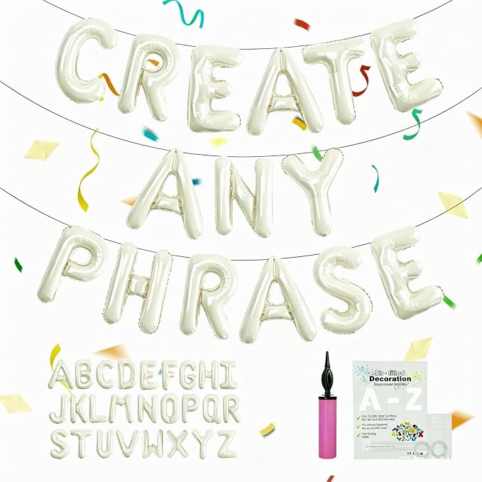 Cream Foil Letter Balloons, fully inflated state lasts multiple days by TangTuan