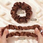 3 Pcs Silk Hair Ties, 22 Momme 100% Mulberry Hair Band, Silk Scrunchies for Women and Girls, 6A Grade No Damage Ponytail Holders (1.2in Width, Brown)
