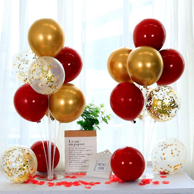 ZJDHPTY 4Set Red Gold Balloon Stand Table Centerpieces Party Decor | Christmas - Image 6