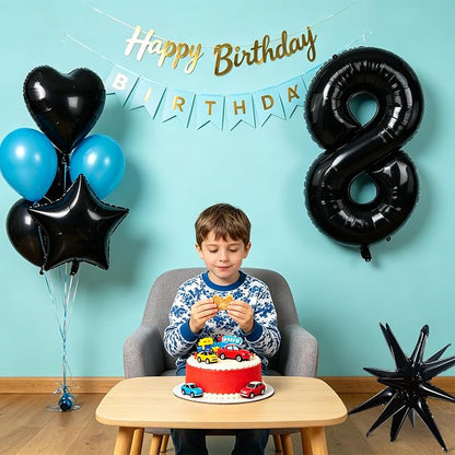 TONIFUL 8th Birthday Balloons Kit 40 Inch Black Large Number 8 Foil Balloon | - Image 3