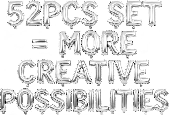 52 Pcs Silver Letter Balloons, Custom 2 Set A-Z Set by GOGAKIE