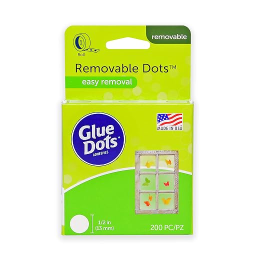 Glue Dots, Removable Dots, Double-Sided, .5 Inch, 200 Dots, DIY Craft Glue Tape by GlueDots
