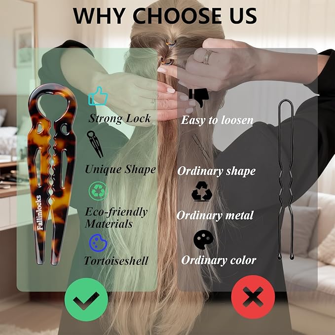 6 Pack Prestige Hair Pins for Women, 3.15" Medium French Hair Pins for Thin & Thick Hair, Curved Anti-Slip Design for Better Hold, Perfect Holiday Gift for Her