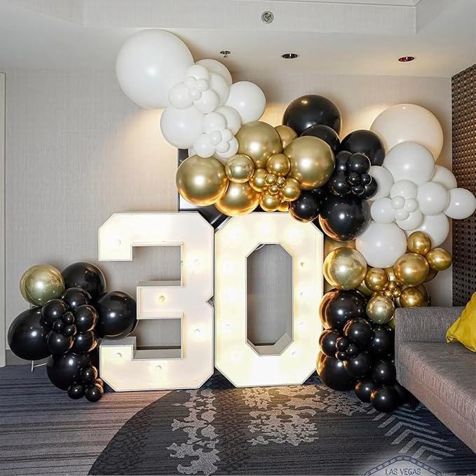 Metallic Gold and Premium Latex Black White Balloons - Image 4