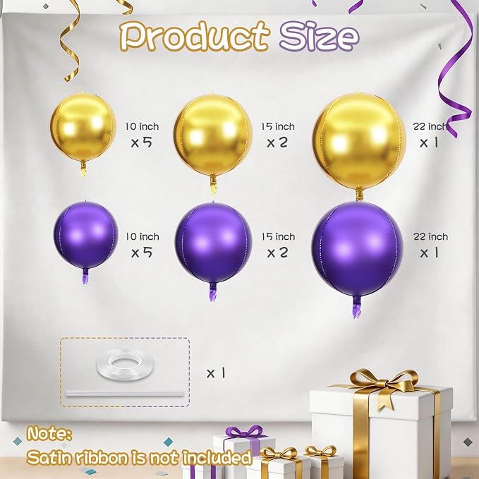 Purple Gold Round Foil Balloons - Image 2