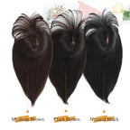 YAMI Hair Toppers for Women Real Human Hair 100% Real Human Hair Toppers for Women with Bangs 15 Inch Hair Pieces with Hairloss (Dark Brown)