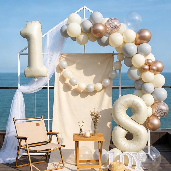 40 In Cream white Number Balloons Helium Foil Mylar Balloon Digital 28 | - Image 5