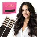 WENNALIFE Tape in Hair Extensions Human Hair Dark Brown Tape in Extensions, 10pcs 20g 10 inch Remy Invisible Tape Ins Straight Colored Soft Real Human Hair Tape in Extensions Refill Set Extensions