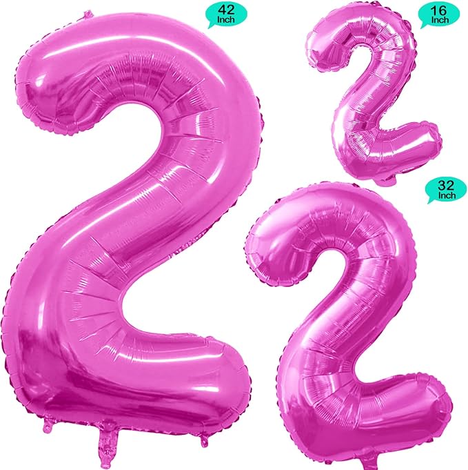 Pink Foil Balloons Number 2, Huge Number Balloons - Image 2