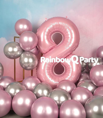 RainbowQ Pink 8 Balloon Number 40 Inch 0-40 Foil Large Balloons | Big Mylar 8 - Image 5