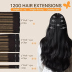 DOORES Hair Extensions Clip in Balayage Natural Black to Chestnut Brown Remy Human Hair Clip in Extensions Natural Hair Extensions Straight 20 Inch 7pcs 120g