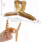 Clear Brown Hair Claw Clips for Thick/Fine/Thin Hair,Strong holding teeth interlocking Women Jaw Clips for Hair 3 Count In set (Candy Coffee)